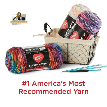 Red Heart Super Saver Bitty Stripe Horizon Yarn - 2 Pack of 10oz/283g - 100% Acrylic - #4 Worsted (Medium) - 515 Yards - Knitting/Crochet