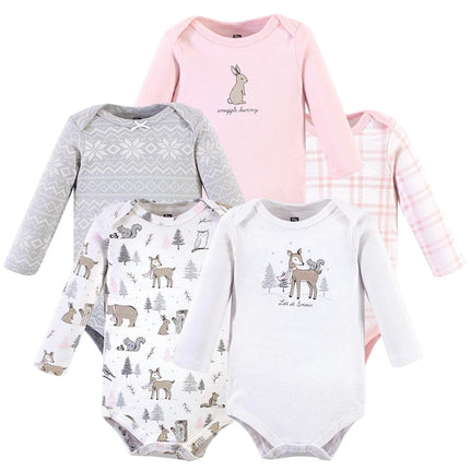 Hudson Baby Unisex Baby Cotton Long-sleeve Bodysuits, Winter Forest, 0-3 Months