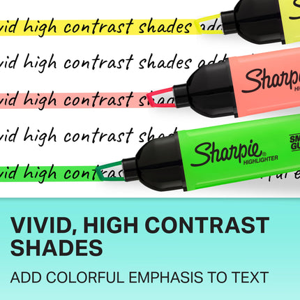 Surligneurs Sharpie Clear View Sanford - Jaune, rose, orange et vert