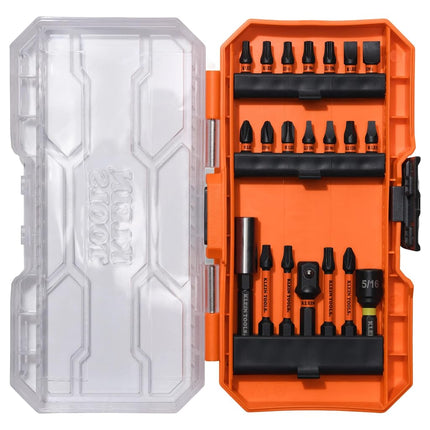 Klein Tools 33801B 21-Piece Impact Driver Bit Set, Impact-Rated Alloy Steel, Precision Machined, MODbox Compatible Storage Case, Professional Tool Kit