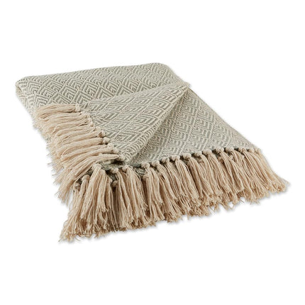 DII Fringed Stripe Tabletop, Cotton, Artichoke, 50