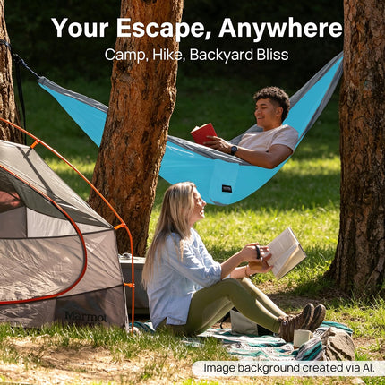 Kootek Camping Hammock 400 lbs Capacity, Portable Hammocks with Tree Straps & Attached Carry Bag, Camping Essentials Gear, Perfect for Outside Indoor Hiking Beach Backpack Travel