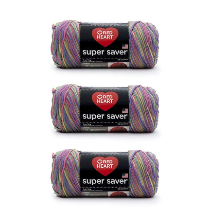 Red Heart Super Saver Pack of 3 - Artist Print - 7oz/198g - Acrylic - 4 Medium (Worsted) - 364 Yards - Knitting, Crocheting, Crafts & Amigurumi