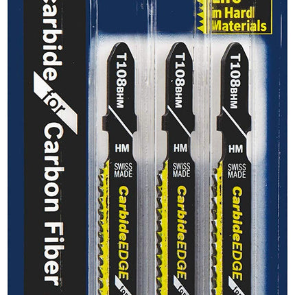 BOSCH T108BHM3 3 Pc. 3-5/8 in. 12 TPI Clean for Carbon Fiber Carbide Strip Jig Saw Blade