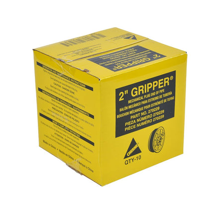 Cherne 270229 End-of-Pipe Gripper Mechanical Test Plug, 2", Yellow