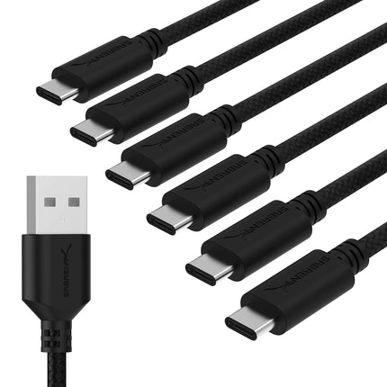 SABRENT 6-Pack USB C Ultra Fast Nylon Braided Char