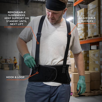 Ergodyne ProFlex 1650 Back Support Belt, 7.5" Elastic, Adjustable, Removeable Straps, 4XL