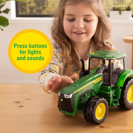 TOMY John Deere Light and Sound Tractor, Die Cast Farm Vehicle Toy with Sounds and Working Lights, Durable Construction, Collectible Farming Toy for Kids and Tractor Fans