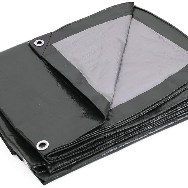 Kotap 10 x 12 Ft. Heavy-Duty Protection/Coverage Tarp, 8-mil, Reversible, Multi-Use, Waterproof, Green-Silver, 1-Pack (TGS-1012)