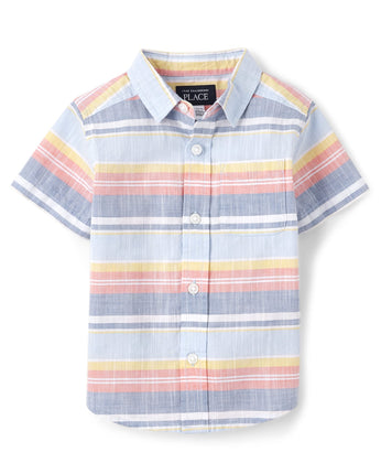The Children's Place Big Boys' Short Sleeve Button
