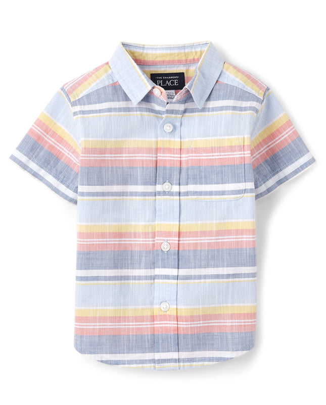 The Children's Place Boys' Short Sleeve Button Dow