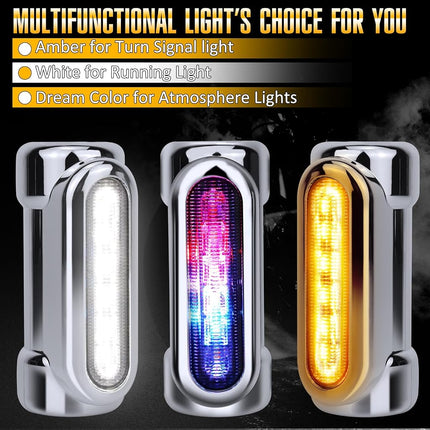 OPL5 Motorcycle Highway Bar Lights Switchback Driving Crash Bar LED Turn Signal Lights for 1-1/4 Inch Touring Bikes (Silver)
