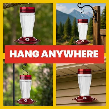 More Birds Bird Health+ Big Gulp Hummingbird Feeder, Glass Hummingbird Feeders for Outdoors, 5 Feeding Stations, 40 Ounces