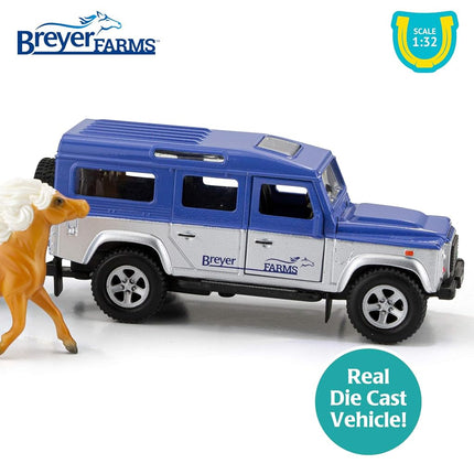 Breyer Bandai Land Rover and Trailer Playset With 2 Horses | 2 Stablemates 1:32 Scale Horse Toys And Land Rover with Trailer | Plastic Animal Figures Make Horse Gifts For Girls And Boys