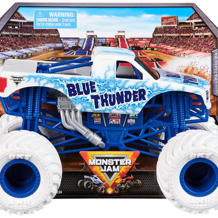 Monster Jam, Official Blue Thunder Monster Truck, Collector Die-Cast Vehicle, 1:24 Scale, Kids’ Toys for Boys and Girls Aged 3 and up
