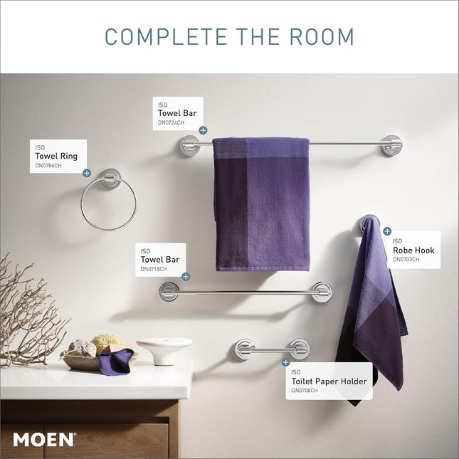 Moen DN0703CH Inspirations Single Robe Hook, Chrome, 2.44" W X 2.44" H