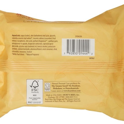 Burts Bees Facial Cleansing Towelettes White, 30-Piece