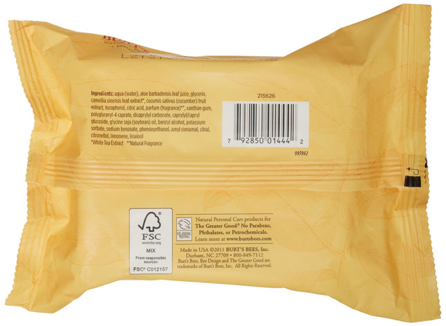 Burts Bees Facial Cleansing Towelettes White, 30-Piece