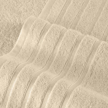 Elegant Comfort 4 Lines Viscose Stripe 6-Piece Premium Towel Set - 100% Turkish Cotton High Absorbent Luxury Bathroom Towels – Includes 2 Washcloths, 2 Hand Towels and 2 Bath Towels Set, Ivory