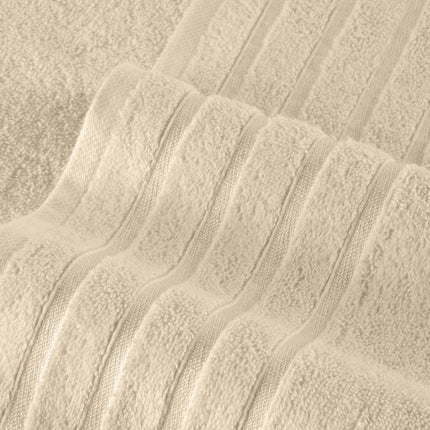 Elegant Comfort 4 Lines Viscose Stripe 6-Piece Premium Towel Set - 100% Turkish Cotton High Absorbent Luxury Bathroom Towels – Includes 2 Washcloths, 2 Hand Towels and 2 Bath Towels Set, Ivory
