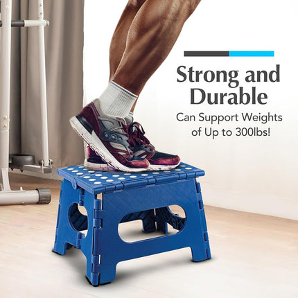 Handy Laundry Folding Lightweight Step Stool is Sturdy Enough to Support Adults and Safe Enough for Kids. Opens Easy with One Flip. Great for Kitchen, Bathroom or Bedroom. (Blue)