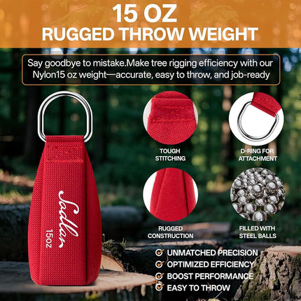 Arborist Throw Line Kit - Ultra Slick 166ft Rope with 15Oz Weight Throw Bag Low High Limb Throwing Adults Forestry Tree Trimming Cutting Gear