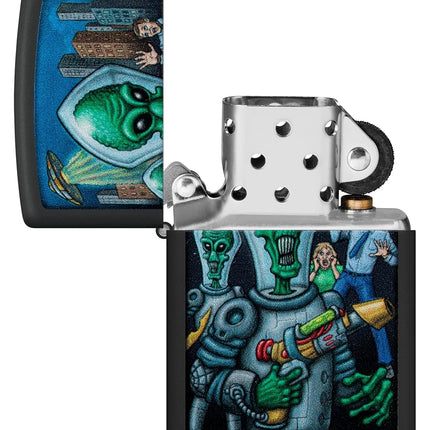 Zippo Alien Attack Design Black Matte Pocket Lighter