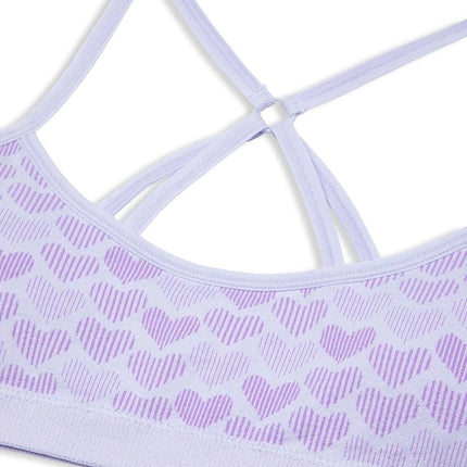 Sujetador Hanes ComfortFlex Fit sin costuras Racerback 2 unidades para niña, morado corazón/beige claro, grande