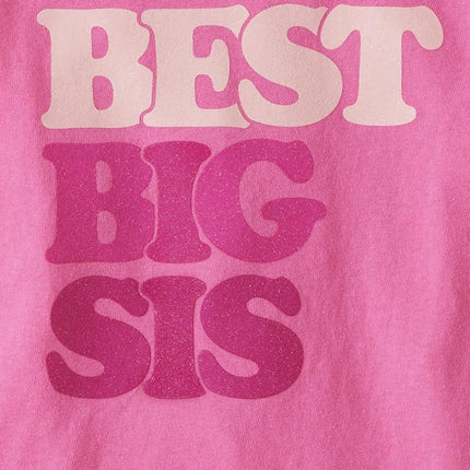 The Children's Place Baby Girls' and Toddler Short Sleeve Graphic T-Shirt, Big Sis, 12-18 Months
