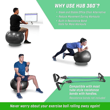 GoSports Fitness Hub 360 Ball Base - Universal Stability Stand for Fitness Balls
