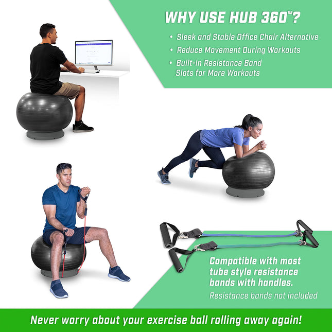 GoSports Fitness Hub 360 Ball Base - Universal Stability Stand for Fitness Balls