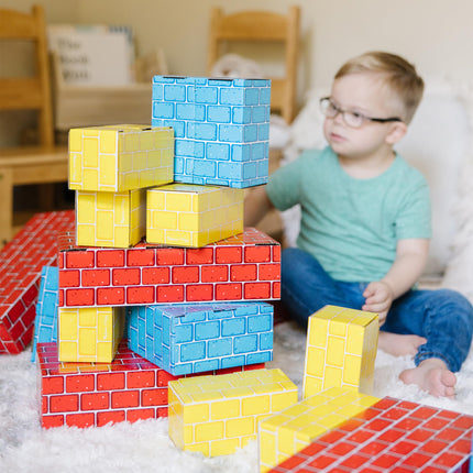 Melissa & Doug Bloques de construcción de cartón extra grueso, tamaño jumbo, 40 bloques en 3 tamaños – Bloques de ladrillo de imitación de cartón extra grueso, tamaño jumbo, para construir