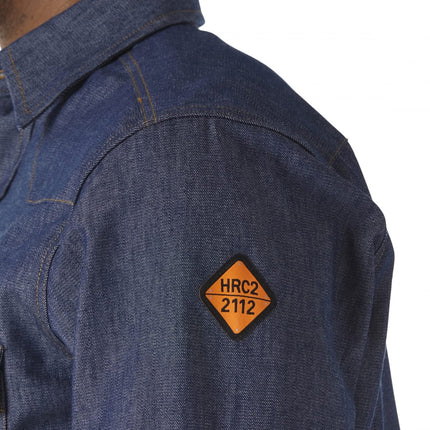 Camisa vaquera de dos bolsillos con botones a presión, resistente a las llamas, talla grande y alta, de Wrangler para hombre, color denim, LT