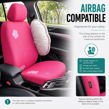 FH GROUP Car Seat Covers, Full Set, Pink