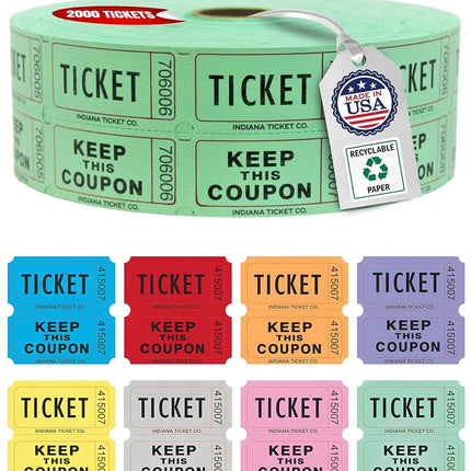 Raffle Tickets 2000 per Roll 50/50: Green