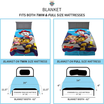 Manta de felpa ultrasuave de microfibra Raschel de Franco Kids, 157 cm x 228 cm, La Patrulla Canina