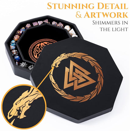 Premium Dice Tray for DND Valknut & Dragon Design – 23 CM