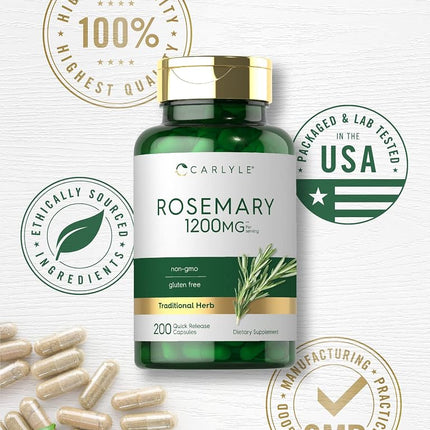Rosemary Capsules | 1200mg | 400 Count | Non-GMO & Gluten Free Extract | by Carlyle