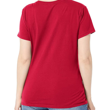 Hanes Perfect-T V-Neck T-Shirt, Cotton Short Sleeve Tee for Women, 1 or 2 Pack, Deep Red - 1 Pack, 3XL