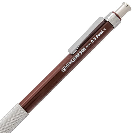 Pentel GraphGear 500 Mechanical Drafting Pencil, (0.3mm), Extra Fine Line, Brown Barrel, Pack of 4 (PG523BP4E)