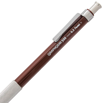 Pentel GraphGear 500 Mechanical Drafting Pencil, (0.3mm), Extra Fine Line, Brown Barrel, Pack of 4 (PG523BP4E)