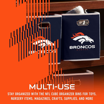 Franklin Sports NFL Denver Broncos Collapsible Storage Bin NFL Folding Cube Storage Container Fits Bin Organizers Fabric NFL Team Storage Cubes One Size