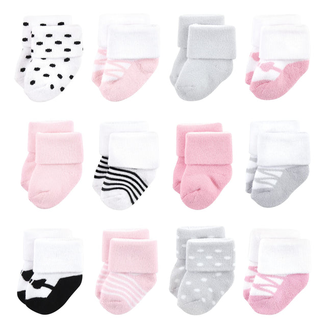 Luvable Friends Women's, Pink Black Ballet 12-Pack
