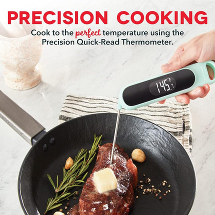 Dash Precision Quick-Read Waterproof Kitchen and Outdoor Food Cooking Thermometer with Digital LCD Display - BBQ, Chicken, Seafood, Steak, Turkey, & Other Meat, Batteries Included, One Size, Aqua