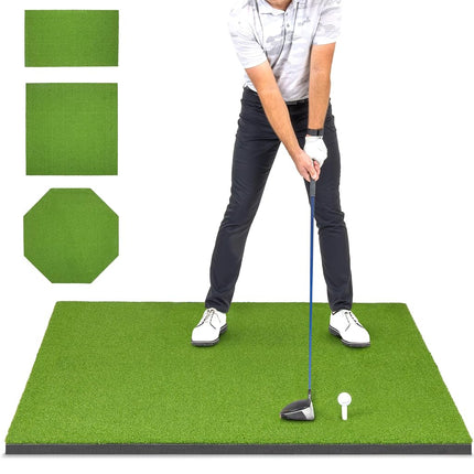 GoSports Golf Hitting Mat - PRO 5 x 4 ft - 15 mm Artificial Turf Training Mat for Indoor/Outdoor Swing Practice, Includes 3 Rubber Tees