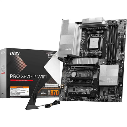 Placa base MSI PRO X870-P WIFI, ATX - Compatible con procesadores AMD Ryzen 9000/8000 / 7000, VRM AM5-60A SPS, DDR5 Memory Boost 8200+MT/s (OC), PCIe 5.0 x16 y 4.0 x16, M.2 Gen5, Wi-Fi 7, LAN de 5G