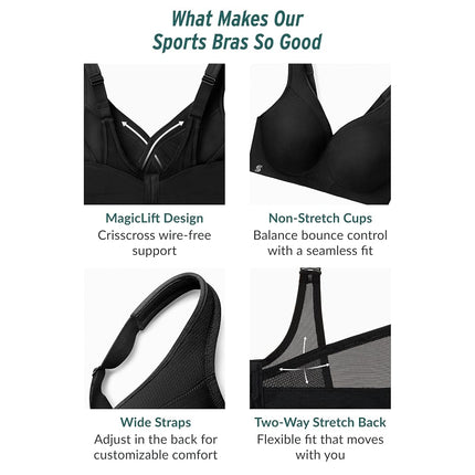 Glamorise MagicLift Seamless Sports Wirefree Bra 1006 (Women's & Women's Plus) Charcoal Gray