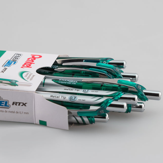 Stylo-bille Pentel EnerGel Deluxe RTX, pointe métallique de 0,7 mm, encre verte, 1 unité (BL77-D)