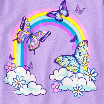 The Children's Place Girls' School Days Short Sleeve Graphic T-Shirts, Multipack, First Day of School/Rainbow/Cat Books, XX-Large