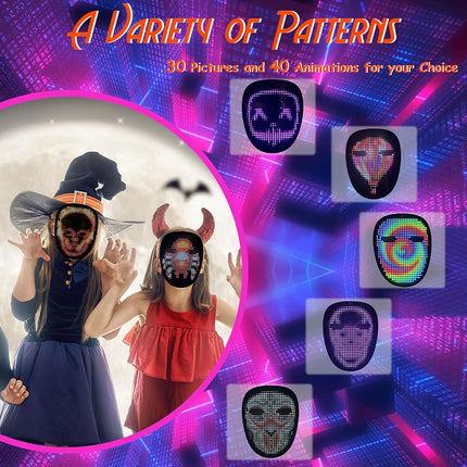 Depointer Life Kids Led Mask with Gesture Sensing LED Lighted Face Mask for Costume Cosplay Party Masquerade,Ages 5-10